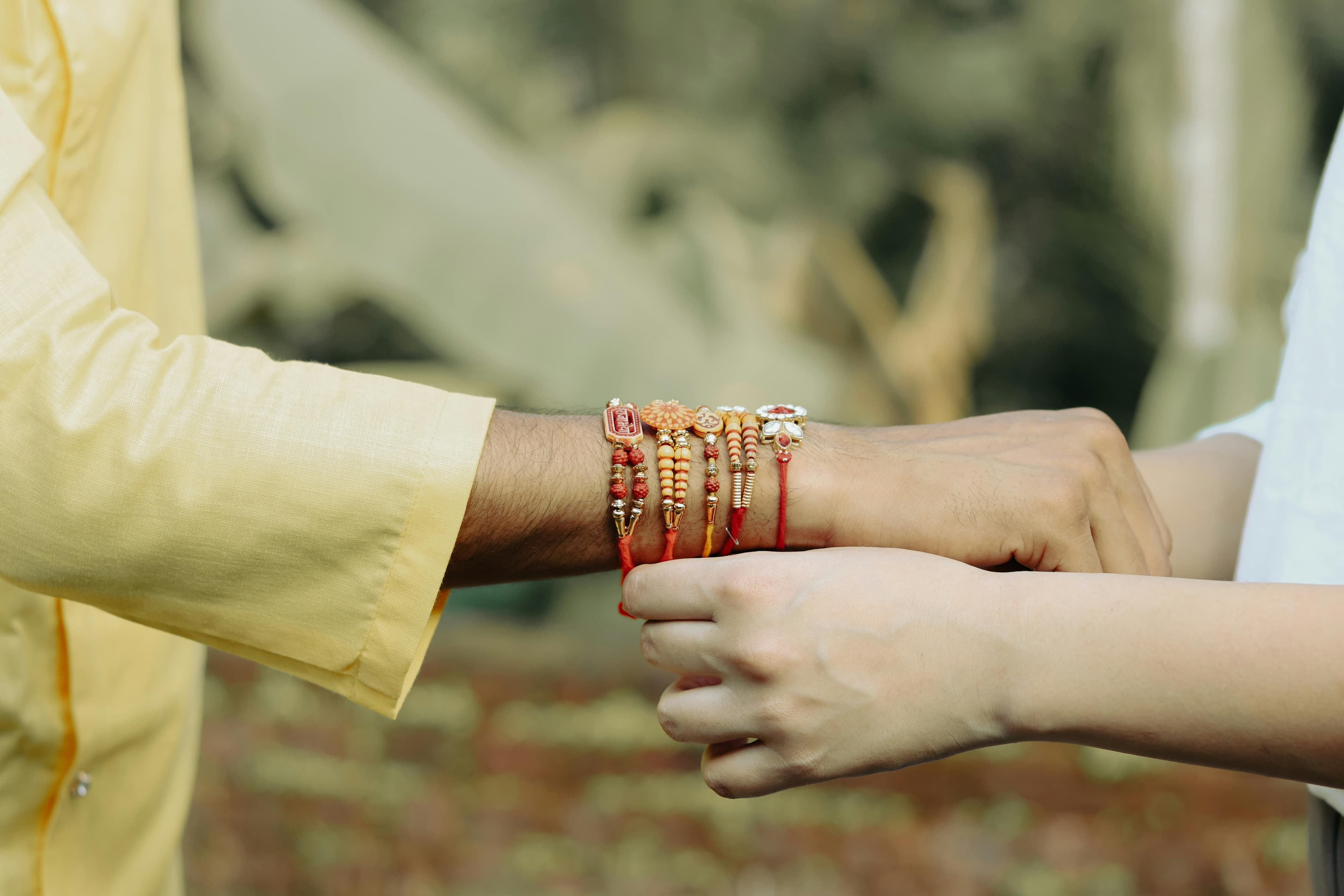 Step by step visual guide on how to tie a Rakhi
